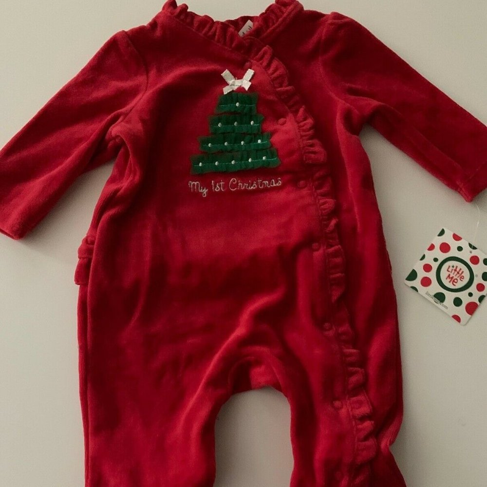 NWOT, Little Me Baby Girl Velour Coverall